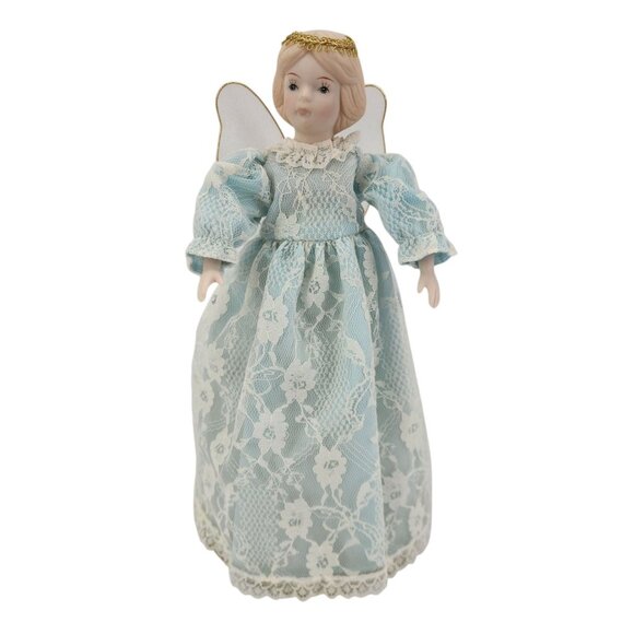 Vintage Avon Christmas Tree Snow Angel Tree Topper Doll Ceramic 10.5" Tall Blue - Picture 1 of 14